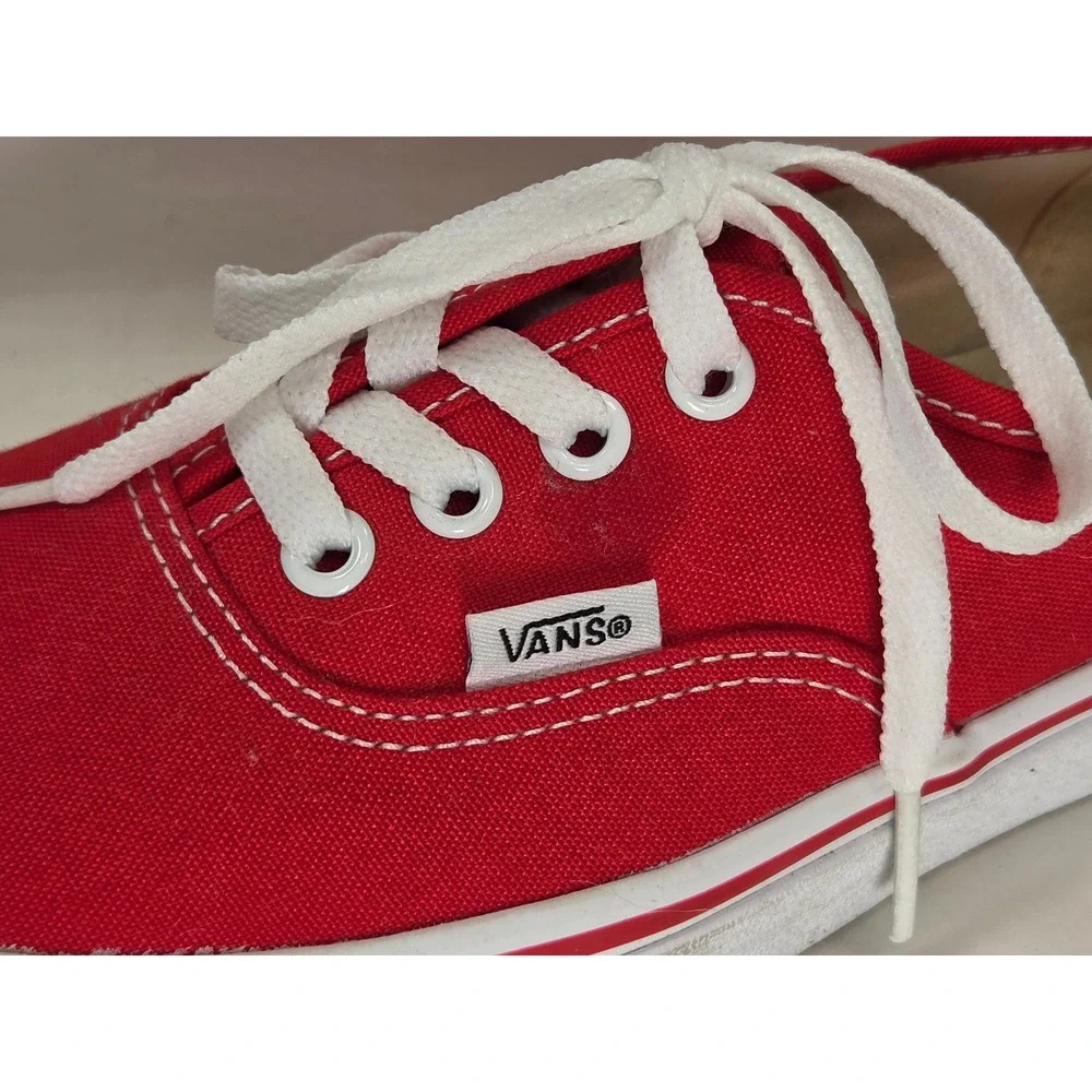 Authentic Original Red White VANS LowTop Canvas Shoe Men 5 Women 6.5 UK 4 EUC